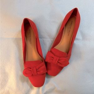 Red Faux Suede Christian Siriano for Payless Flats with Bow